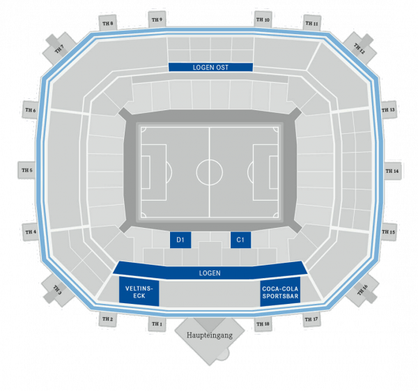 Raumplaner VELTINS-Arena_Coca-Cola und Veltins-Eck
